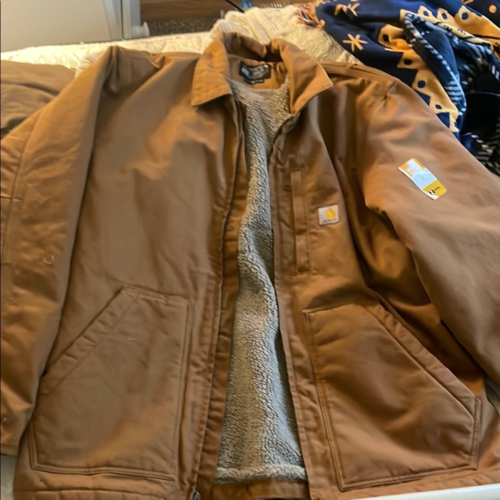 Carhartt Brown Military Field Jacket with Sherpa Lining